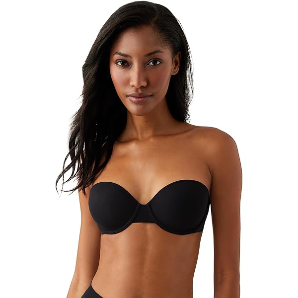 Wacoal Women's Self-Assured Push Up Strapless Bra, Black, 32C at